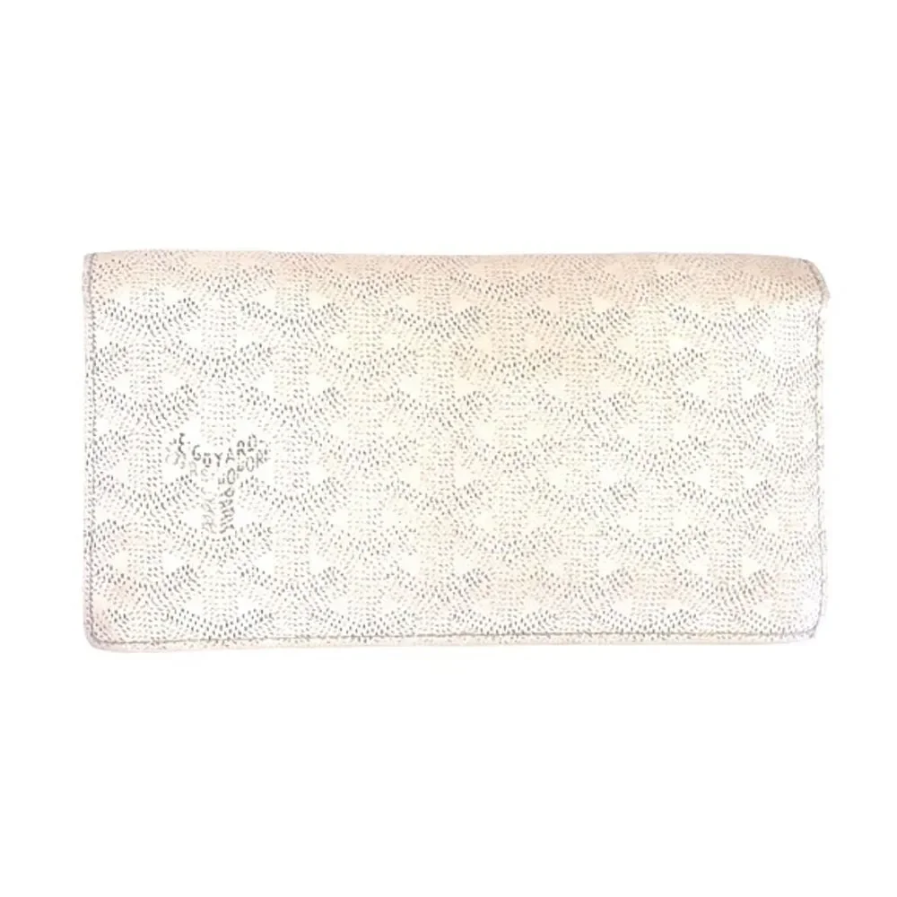AUTHENTIC GOYARD PARIS Richelieu Bone Monogram Motif Print Long Flap Wallet